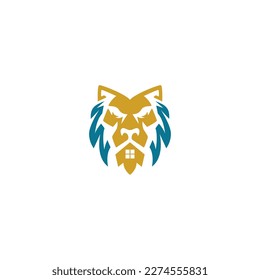 lion head logo design with background