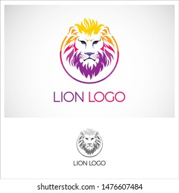 Lion Head Logo Design with colors - Template-Vector