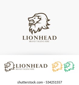 Lion head logo design. Elegant animal logo concept. Vector logo template