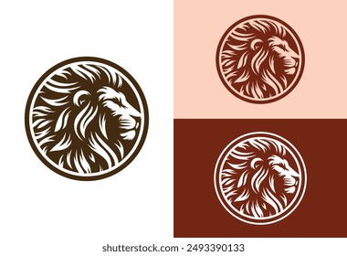 Lion head logo design. Lion emblem vector icon illustration design	