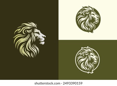 Lion head logo design. Lion emblem vector icon illustration design	