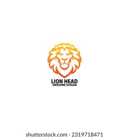 lion head logo design gradient line art