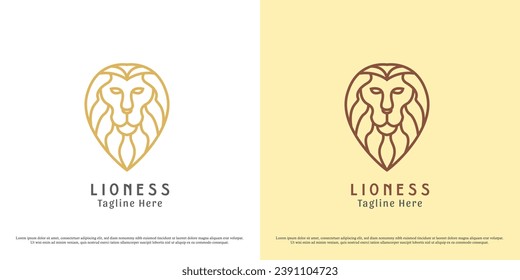 Lion head logo design illustration. Silhouette shadow lion wild wild animal zoo tag carnivorous animal crest majesty monarch elegant bold luxury drawing logo,