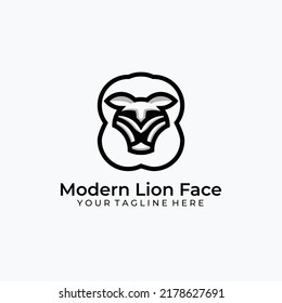 Lion Head Logo Design In Modern Style, Unique And Simple, Suitable For All Your Business.