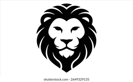 Lion Head Logo Design. Modern Monochrome Vector Illustration.
