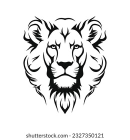 Lion Head Logo Design on White Background. Vector