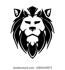 Lion head logo design. Premium Esports Sport Mascot Design in black and white. Template Vector Illustration Icon