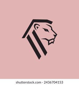 lion head logo design symbol 