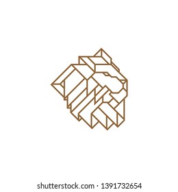 Lion Head Logo Design Template. Gold, emblem vector isolated on white background
