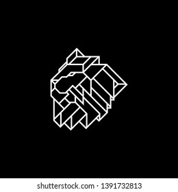 Lion Head Logo Design Template. Emblem vector isolated on black background