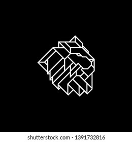 Lion Head Logo Design Template. Emblem vector isolated on black background