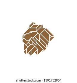 Lion Head Logo Design Template. Gold, emblem vector isolated on white background