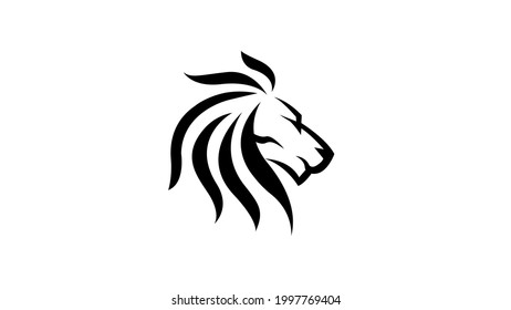 Lion head logo design template element flat vector