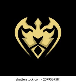 Lion head logo design template. Vector illustration. Premium king brand identity icon