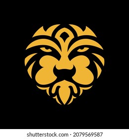 Lion head logo design template. Vector illustration. Premium king brand identity icon