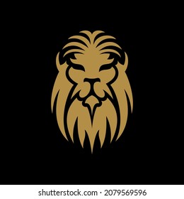 Lion head logo design template. Vector illustration. Premium king brand identity icon