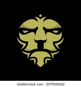 Lion head logo design template. Vector illustration. Premium king brand identity icon