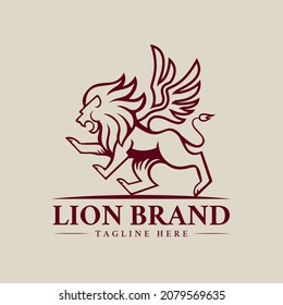 Plantilla de diseño del logotipo de la cabeza de león. Ilustración vectorial. Icono de identidad de marca king premium