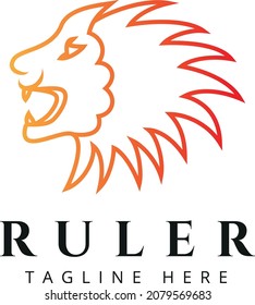 Lion head logo design template. Vector illustration. Premium king brand identity icon