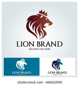 Plantilla de diseño del logotipo de la cabeza de león, logotipo de Lion King, ilustración vectorial