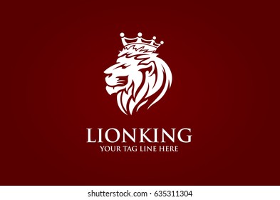 Lion head logo design template, Element for the brand identity, vector illustration, emblem design on red background.