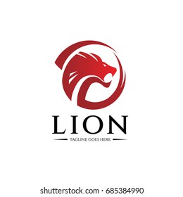 Lion head logo design template. Element for the brand identity. Vector illustration