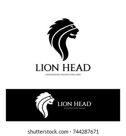 Lion head logo design template. Vector illustration