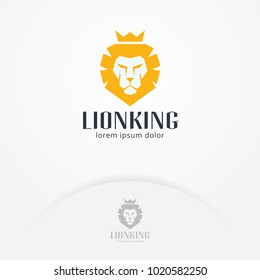 Lion head logo design, Vector illustration. Animal emblem design on white background. Lion head symbol with crown