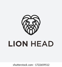 lion head logo design vector silhouette illustration