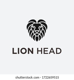 lion head logo design vector silhouette illustration