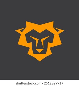 Lion head logo design vector illustration isolated on black background