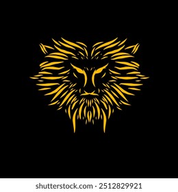 Lion head logo design vector illustration isolated on black background