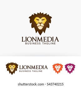 Lion head logo design. Wild life lion king logo concept. Vector logo template