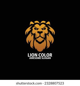 lion head logo design yellow gradient color