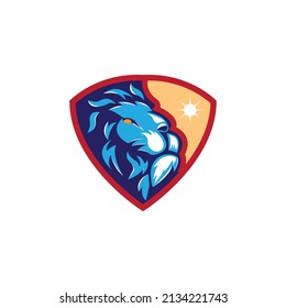 lion head logo element concept color illustration emblem design vector company