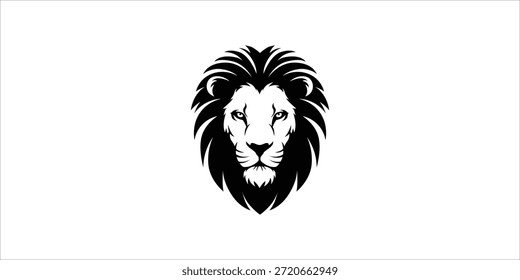 Logotipo Lion Head Vetor feroz preto e branco Emblema Design