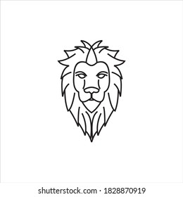 lion head logo in the form of black outline