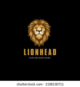 Lion Head Logo Gold Vector
