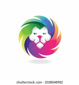 lion head logo with gradient color concept