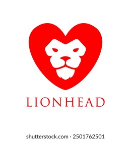 lion head logo with heart shaped hair