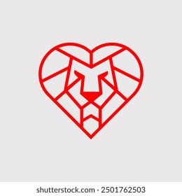 lion head logo with heart shaped hair