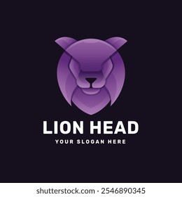 Lion cabeça ícone logotipo design vetor ilustração, gradiente logotipo colorido estilo para a empresa