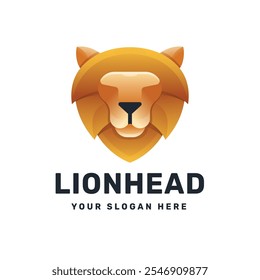 Lion cabeça ícone logotipo design vetor ilustração, gradiente logotipo colorido estilo para a empresa