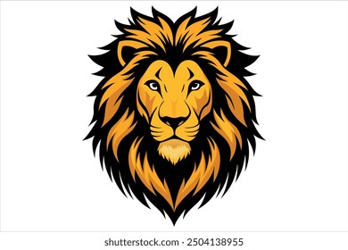 Icono de logotipo de cabeza de león, Ilustración vectorial de cara de león, sobre un fondo aislado