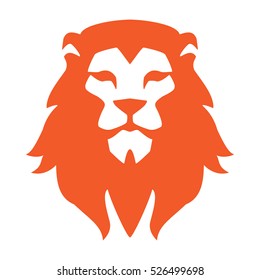 Lion head logo or icon in one color. Vector illustration.