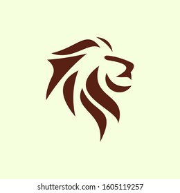 Lion Head Logo Icon Vector with Modern Flat Color Style