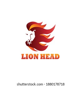lion head logo illustration color line design vector template