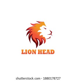 lion head logo illustration color line design vector template