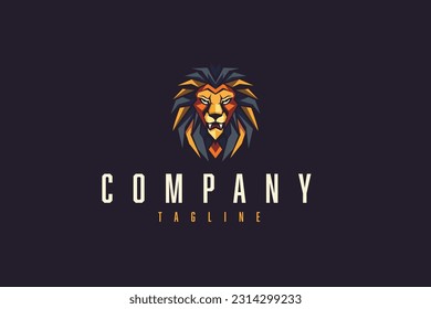 Lion head logo illustration template design