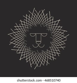 Lion head logo isolated on a black background.